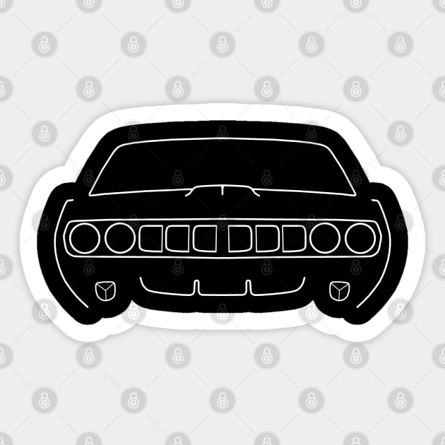 1971 vintage Plymouth Barracuda white outline graphic Sticker by soitwouldseem